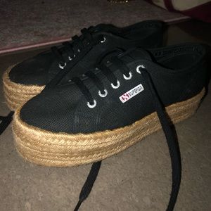 Black Superga Espadrille platform with knit